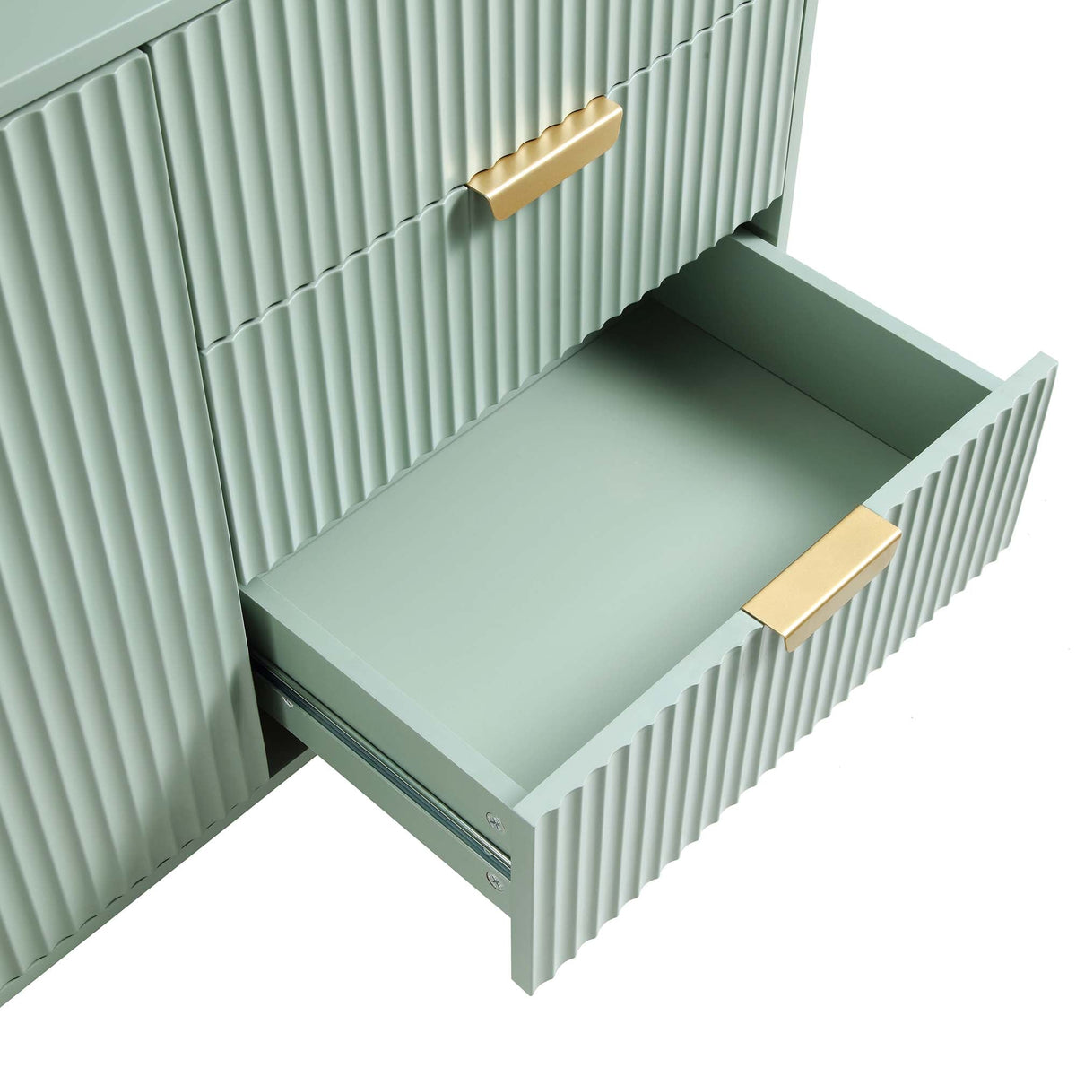 Modern Fluted Sideboard Cabinet with Drawers & Storage Ouch Cart