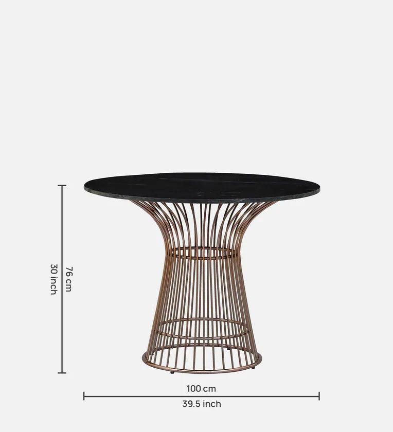 Metallic 4 Seater Dining Set In Rose Gold Base With Marble Top - Ouch Cart