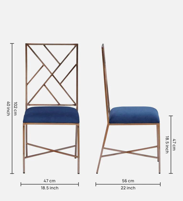 Metallic 4 Seater Dining Set In Rose Gold Base With Marble Top - Ouch Cart