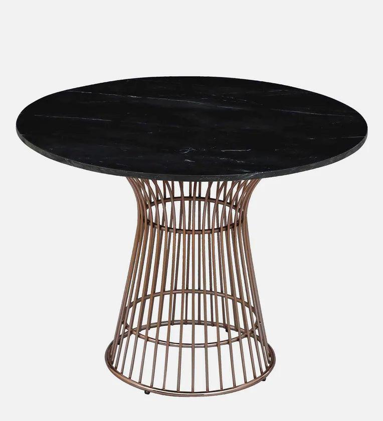 Metallic 4 Seater Dining Set In Rose Gold Base With Marble Top - Ouch Cart