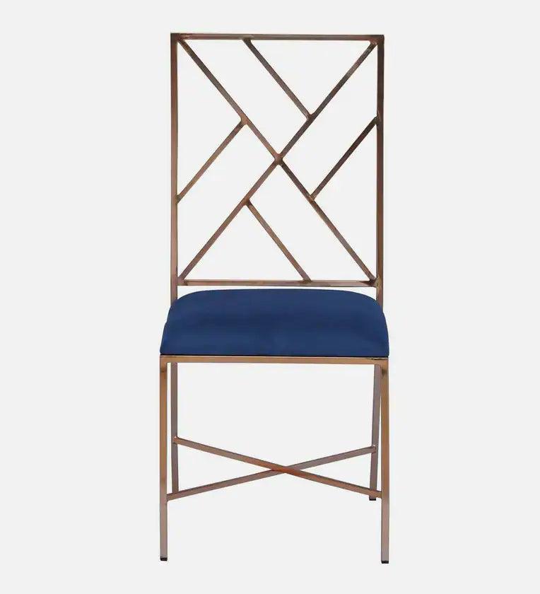 Metallic 4 Seater Dining Set In Rose Gold Base With Marble Top - Ouch Cart