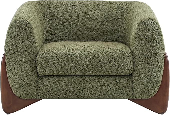 Ouch Cart Modern Bouclé Tuxedo Accent Chair with Wooden Frame & Cushioned Seat OUCH CART