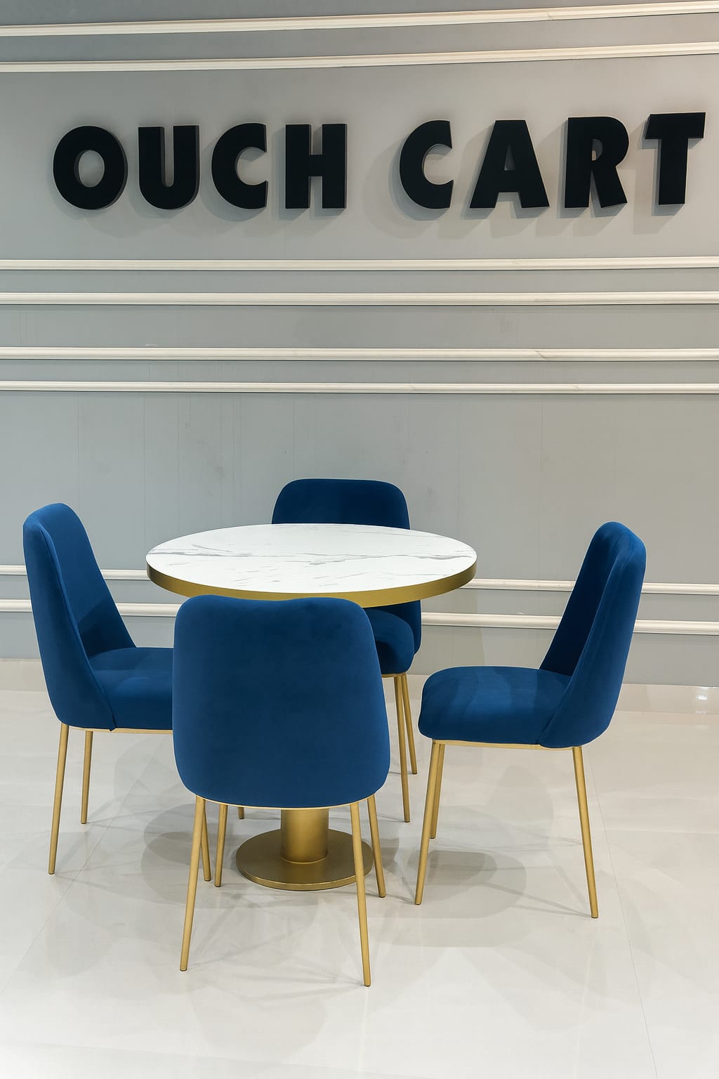 Luxury Marble-Top Dining Table Set with Velvet Chairs