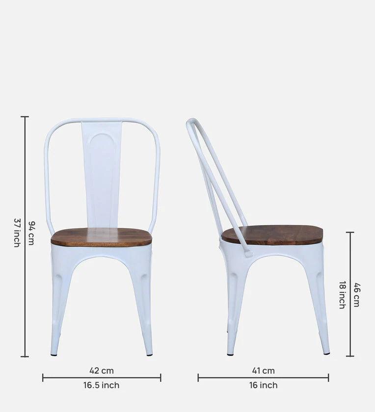 Metallic 4 Seater Dining Set In White Colour - Ouch Cart