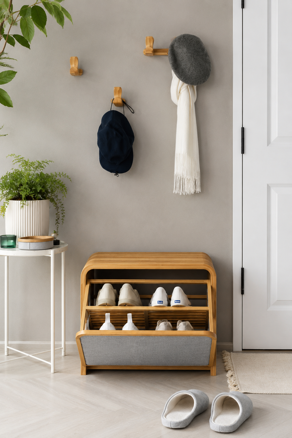 Bamboo Shoe Cabinet with Flip Drawer | Modern Space-Saving Shoe Storage Organizer | Wooden Entryway Shoe Rack for Home, Hallway & Bedroom OUCH CART