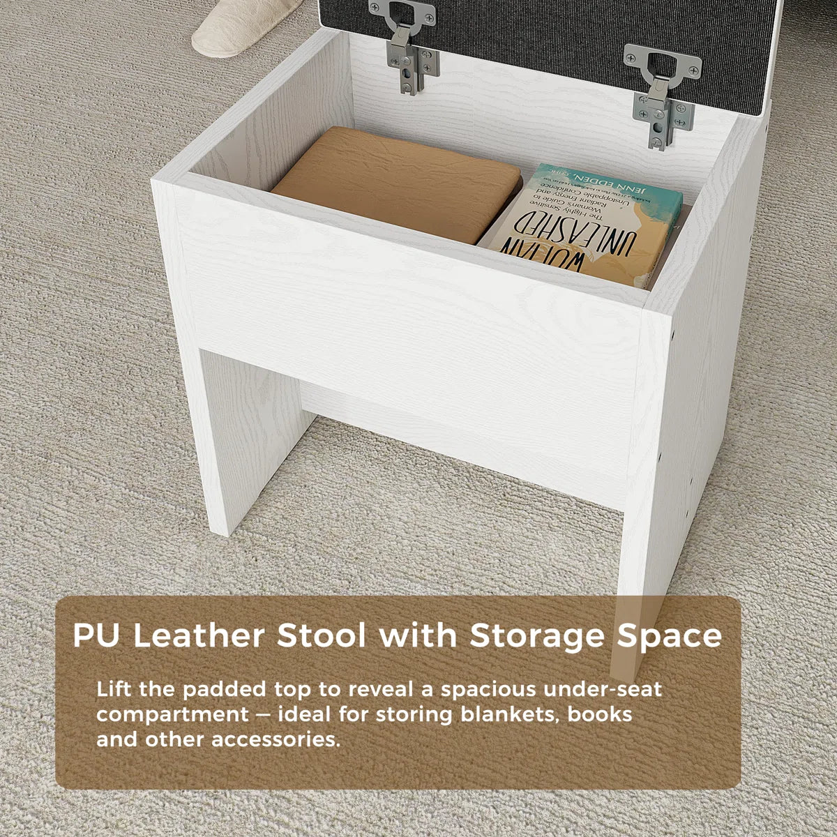 Makeup Vanity Set with Mirror, Power Outlet, 11 Drawers, and Matching Stool OUCH CART