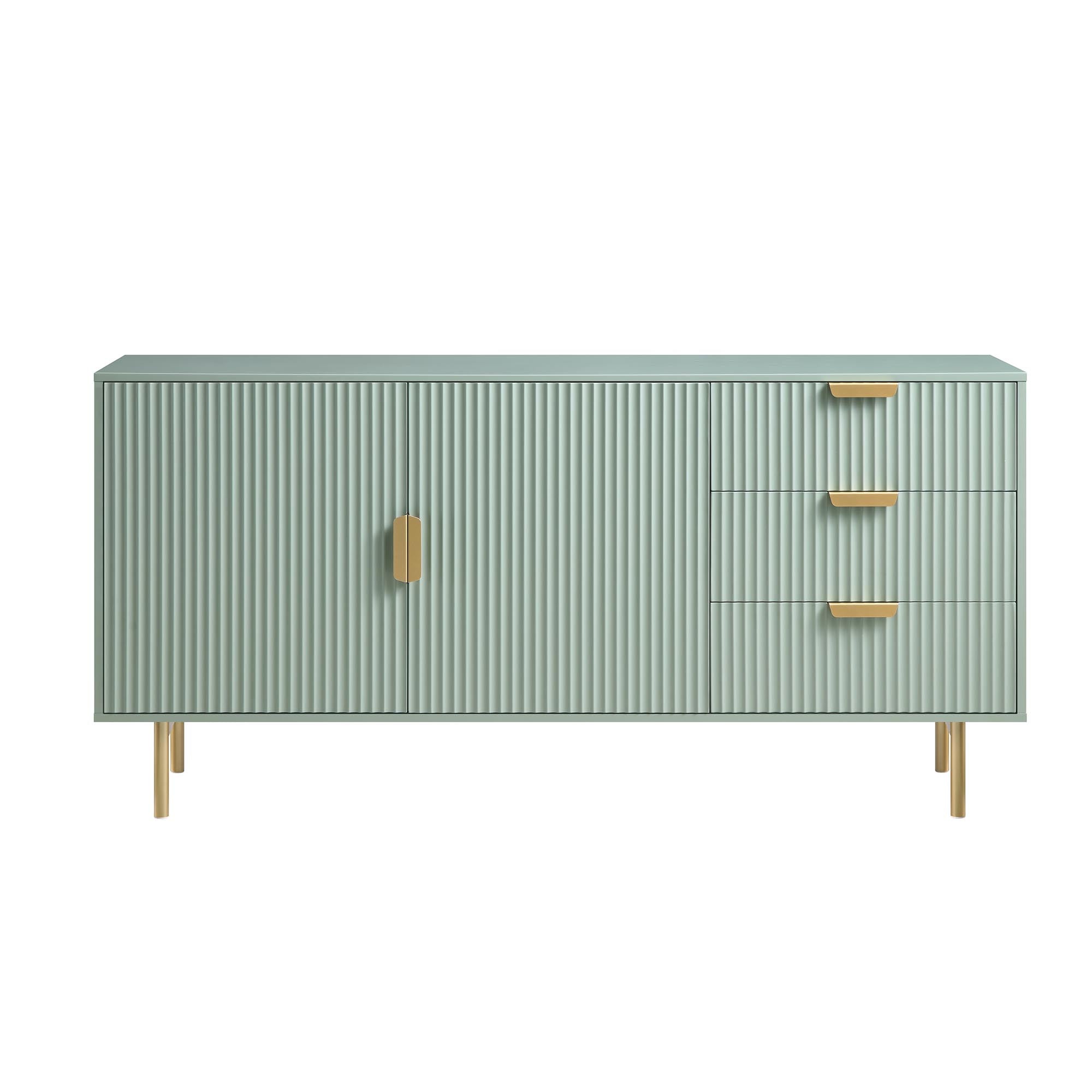 Modern Fluted Sideboard Cabinet with Drawers & Storage Ouch Cart