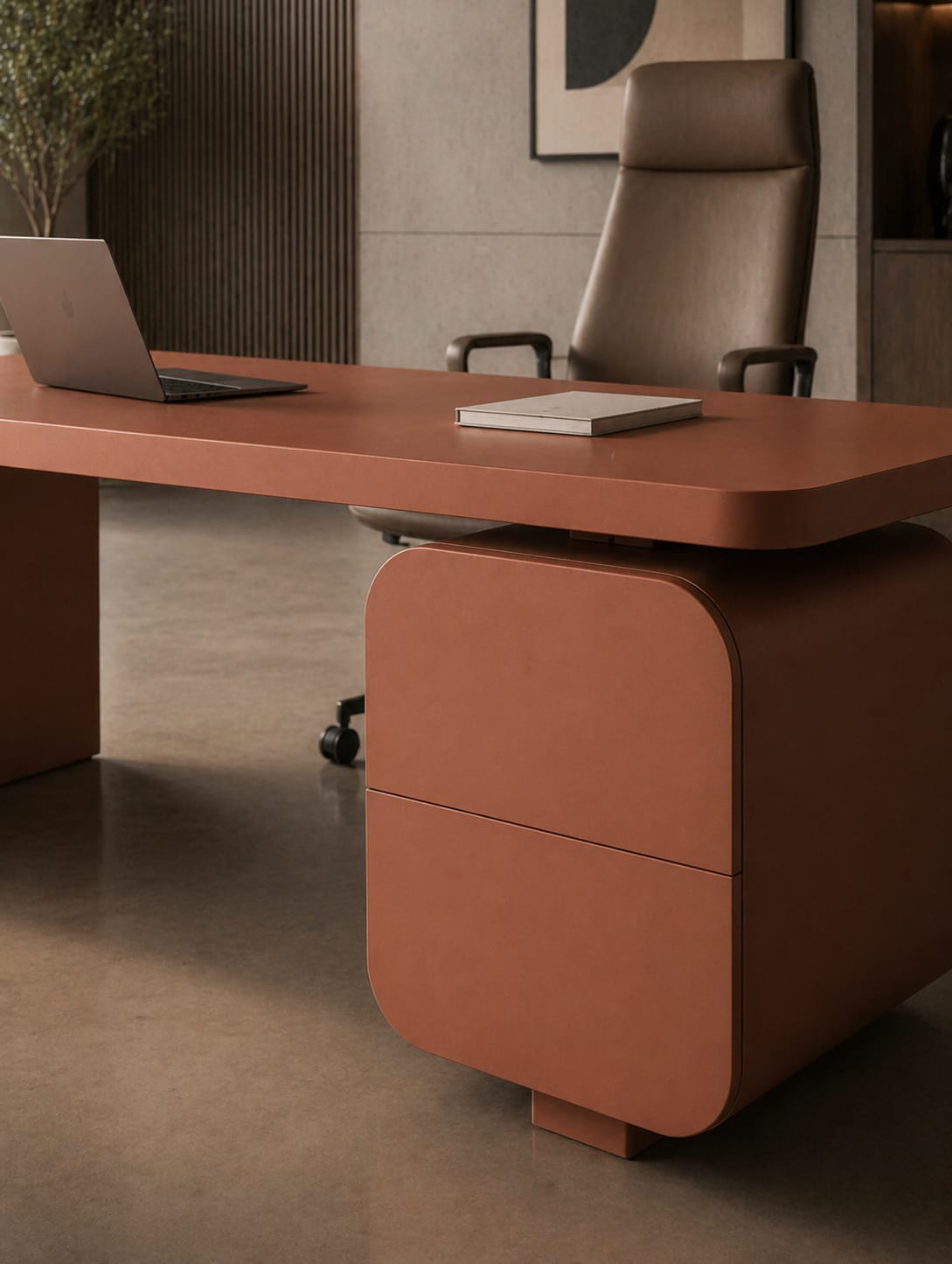 Modern Executive Office Table with Storage Ouch Cart