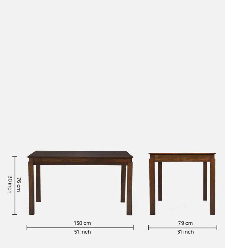 Solid Wood 4 Seater Dining Set in Brown Colour - Ouch Cart