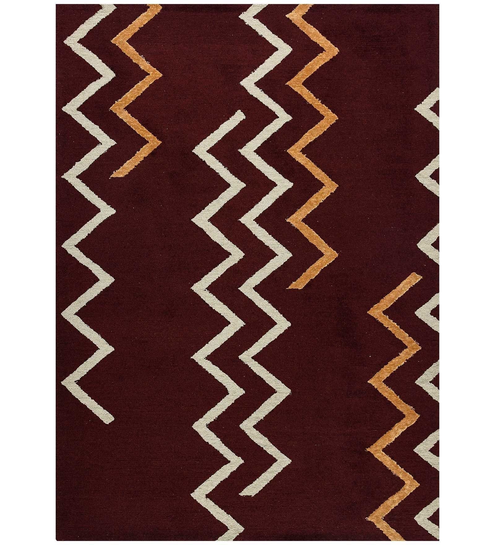 RED BERRY Wool & Viscose Canyan 8x10 Feet  Hand-Tufted Carpet - Rug