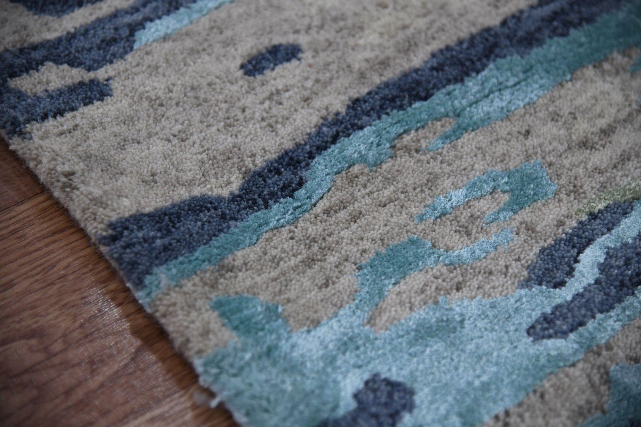 Sand Wool & Viscose Abstract 8X10 Feet Hand-Tufted Carpet Abstract Rug - Ouch Cart