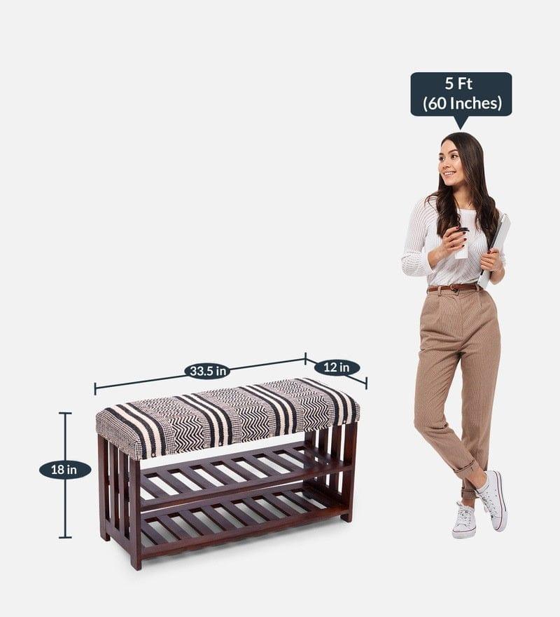 Panika Mango Wood Storage Bench In Cotton Brown Colour - Ouch Cart