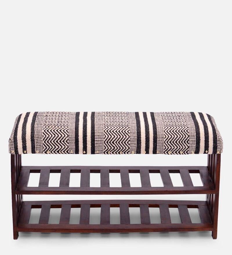 Panika Mango Wood Storage Bench In Cotton Brown Colour - Ouch Cart