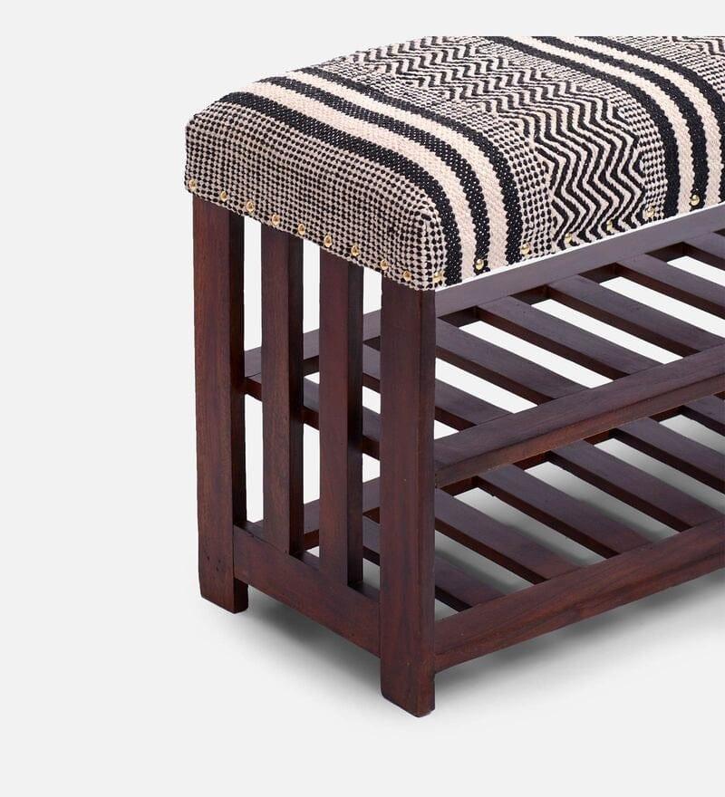 Panika Mango Wood Storage Bench In Cotton Brown Colour - Ouch Cart