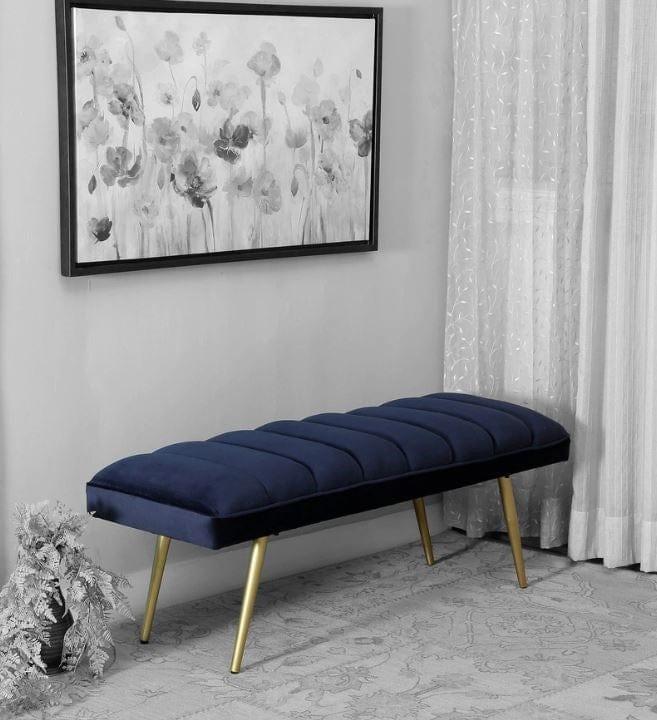 Dexter Metal Bench In Velvet Blue Colour - Ouch Cart