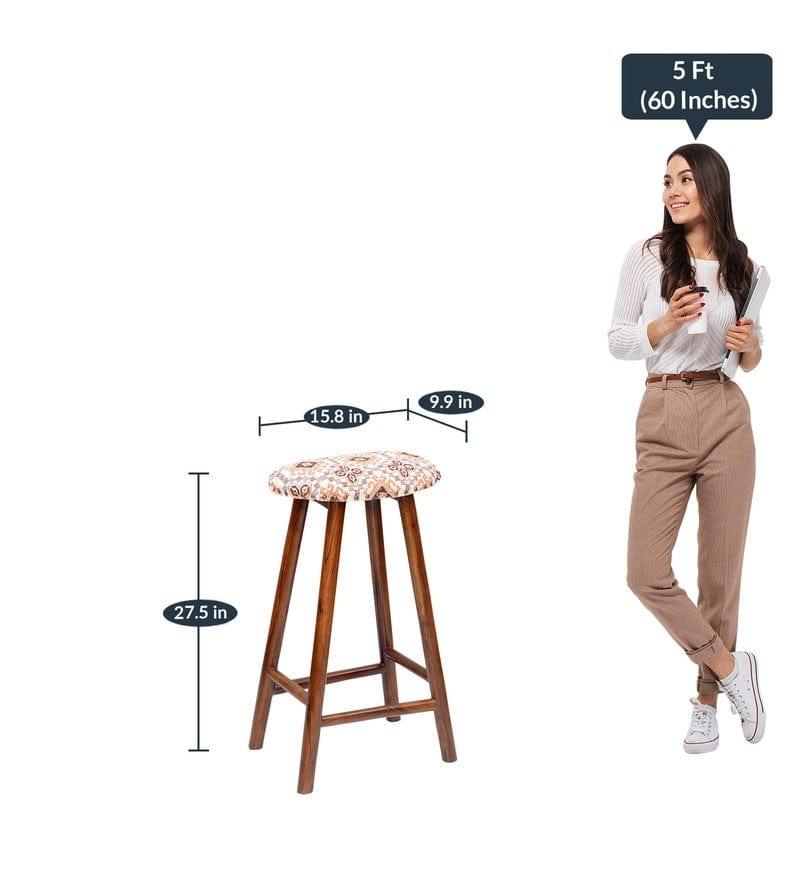 Cilly Mango Wood Bar Stool In Cotton Multicolour - Ouch Cart