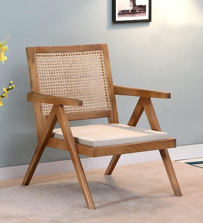 Cane Mango Wood Chair In Brown colour - Ouch Cart | Armchair | Wingchair
