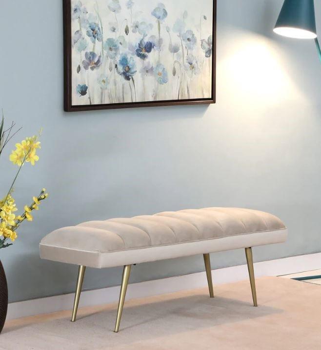 Milly Metal Bench In Velvet Grey Colour - Ouch Cart