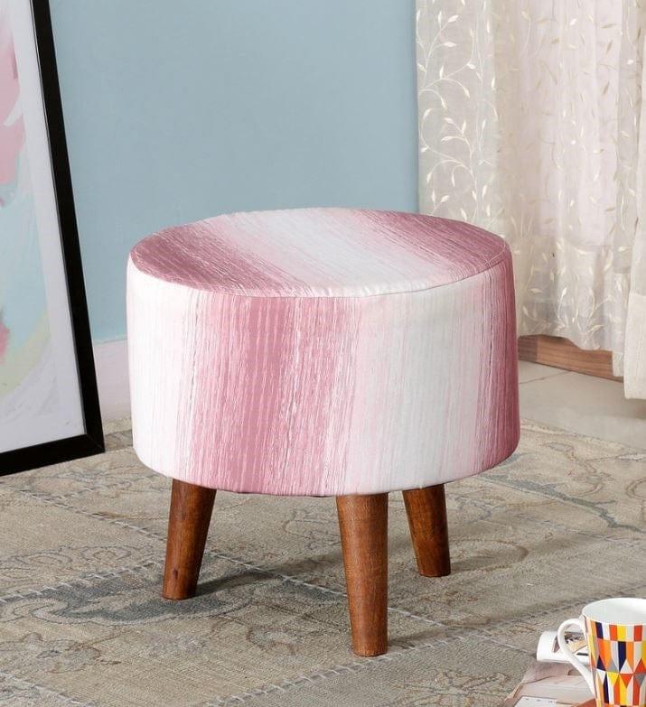 open lace back dress Colby Mango Wood Foot Stool In Cotton Pink Colour