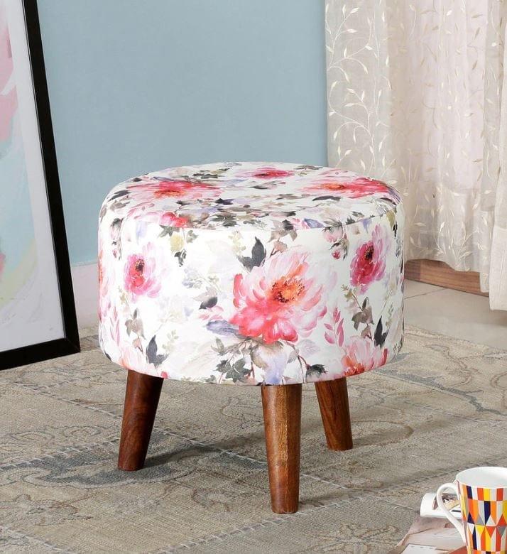Botanic Mango Wood Foot Stool In Cotton Multicolour - Ouch Cart