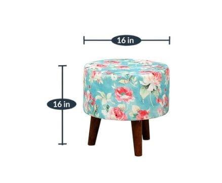 Harrington Mango Wood Foot Stool In Cotton Blue Colour - Ouch Cart