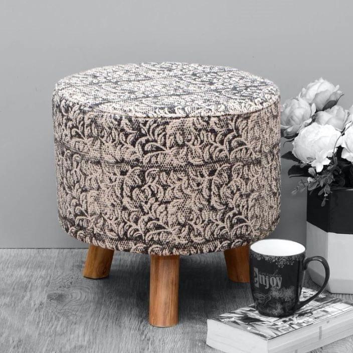 Belne Mango Wood Foot Stool In Black Colour - Ouch Cart