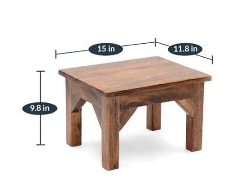 Vicente Solid Mango Wood Foot Stool In Brown Colour - Ouch Cart