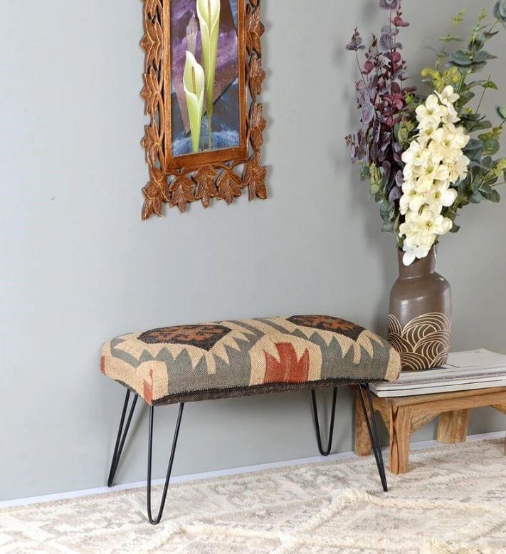 Abbey Metal Bench In Cotton Multicolour - Ouch Cart