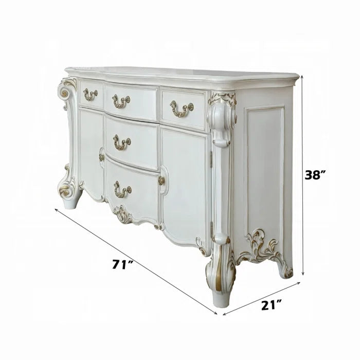 ACME Vendome Dresser, Antique Pearl Finish - OUCHCART | Cabinet
