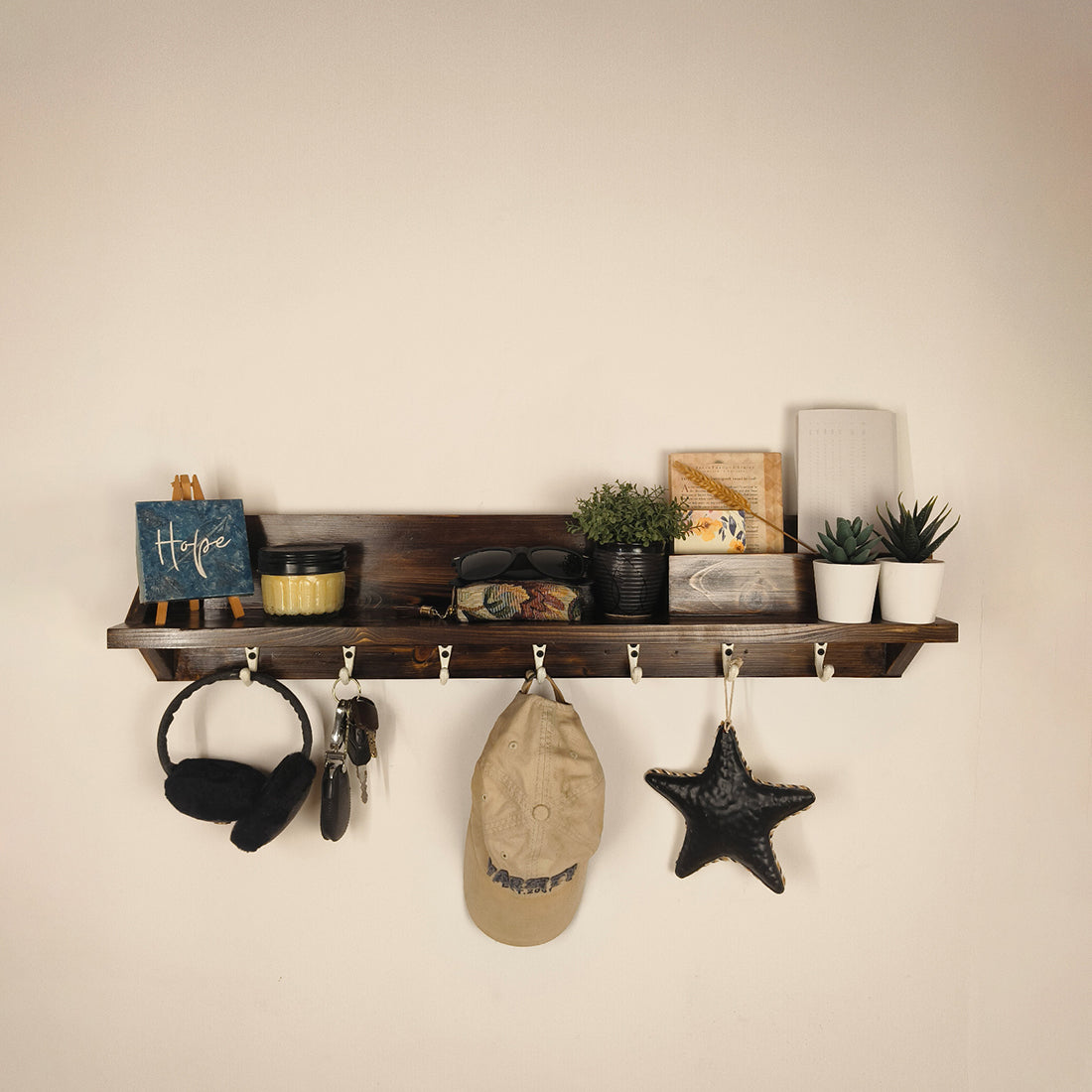 ANDRE Wooden Wall Organiser with Key Holders- OUCH CART | wall hangings