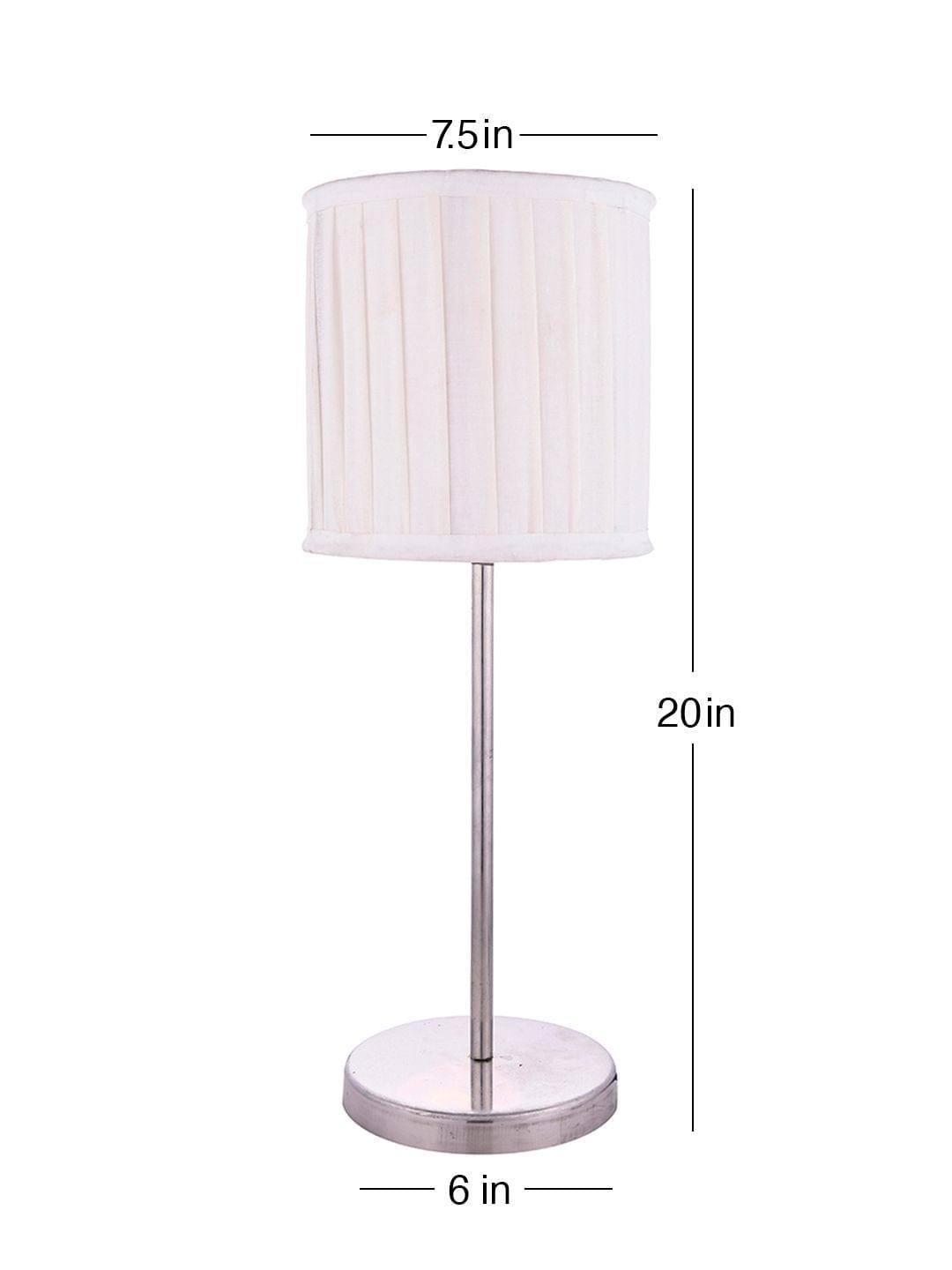 Metal Chrome Finish Lamp with Pleeted Cotton White Shade - Ouch Cart