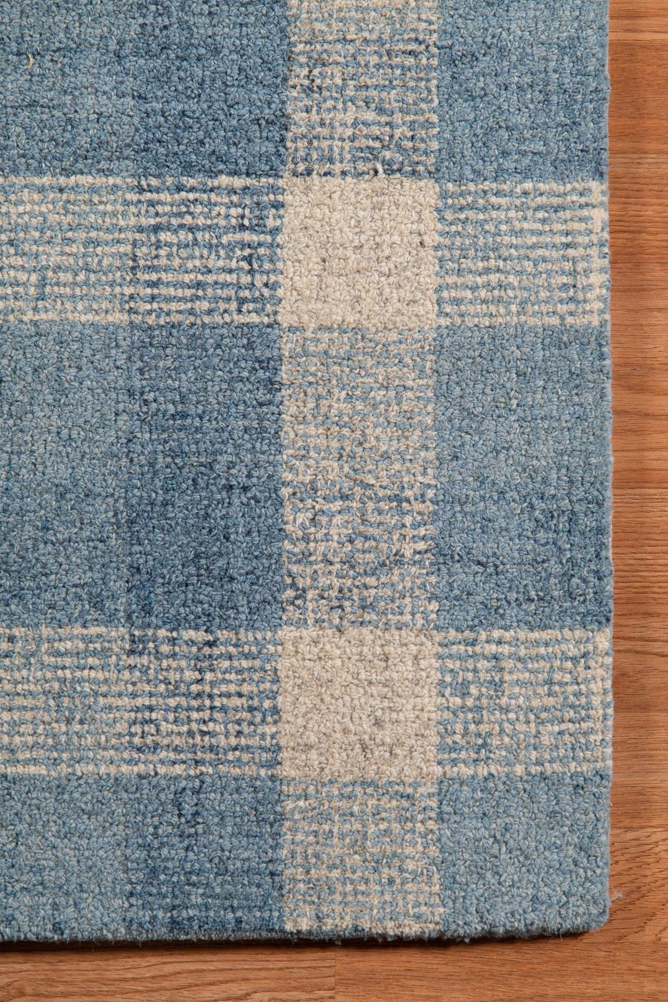 Blue Wool Tartan 8X10 Feet Hand-Tufted Carpet - Rug - Ouch Cart