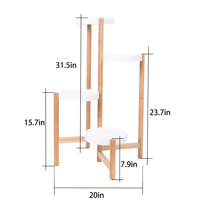 4 Tier Bamboo Plant Stand | Tall Corner Indoor Flower Pot Holder | Nordic Display Rack for Home, Garden & Patio OUCH CART