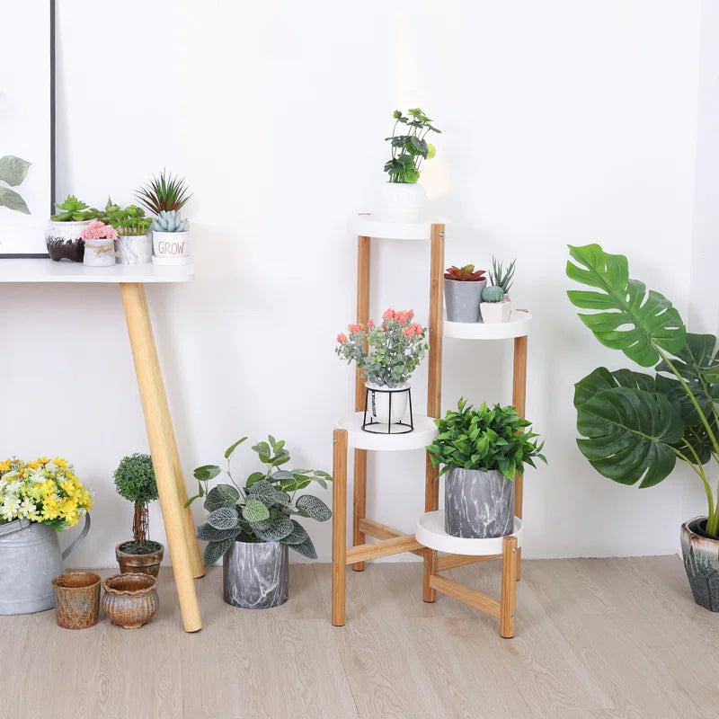 4 Tier Bamboo Plant Stand | Tall Corner Indoor Flower Pot Holder | Nordic Display Rack for Home, Garden & Patio OUCH CART