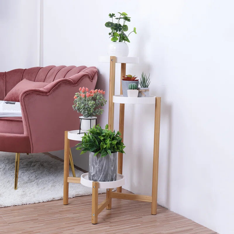 4 Tier Bamboo Plant Stand | Tall Corner Indoor Flower Pot Holder | Nordic Display Rack for Home, Garden & Patio OUCH CART