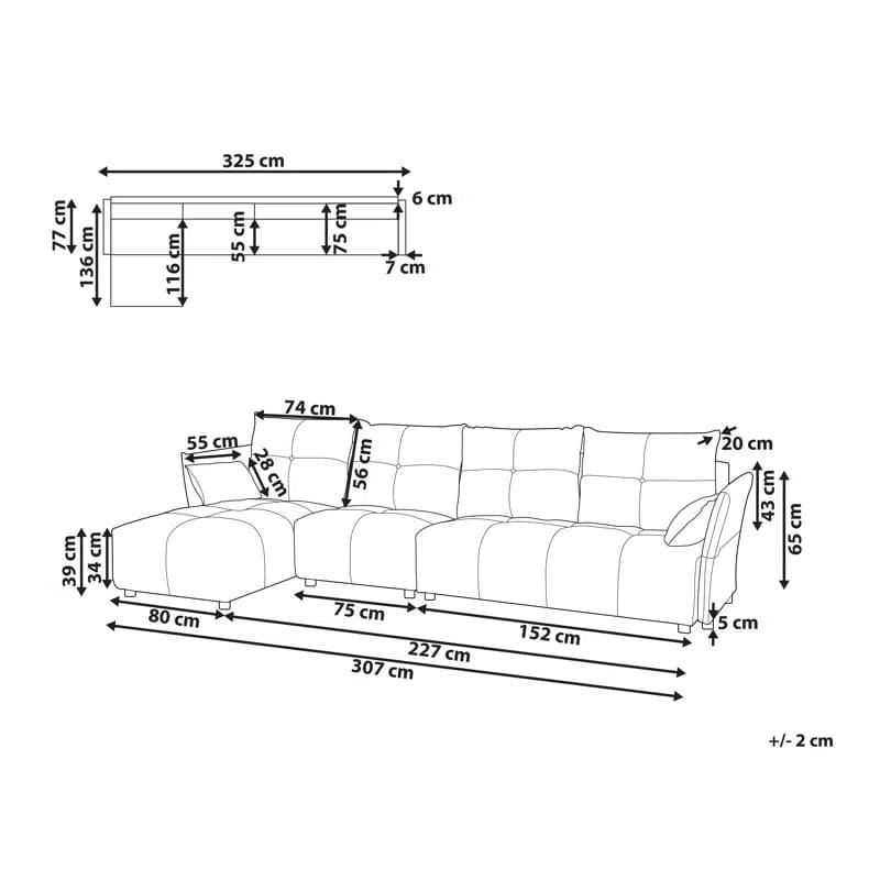 Aidas Upholstered Corner Sofa Chaise - Ouch Cart