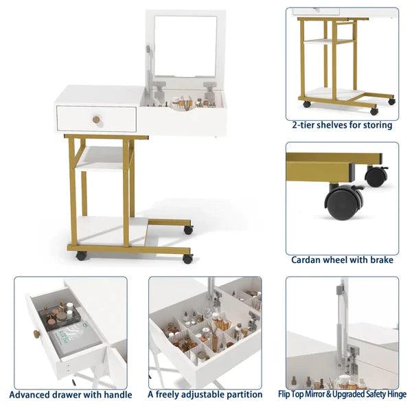 Veb minul Vanity dressing table with mirror with stool - Ouch Cart