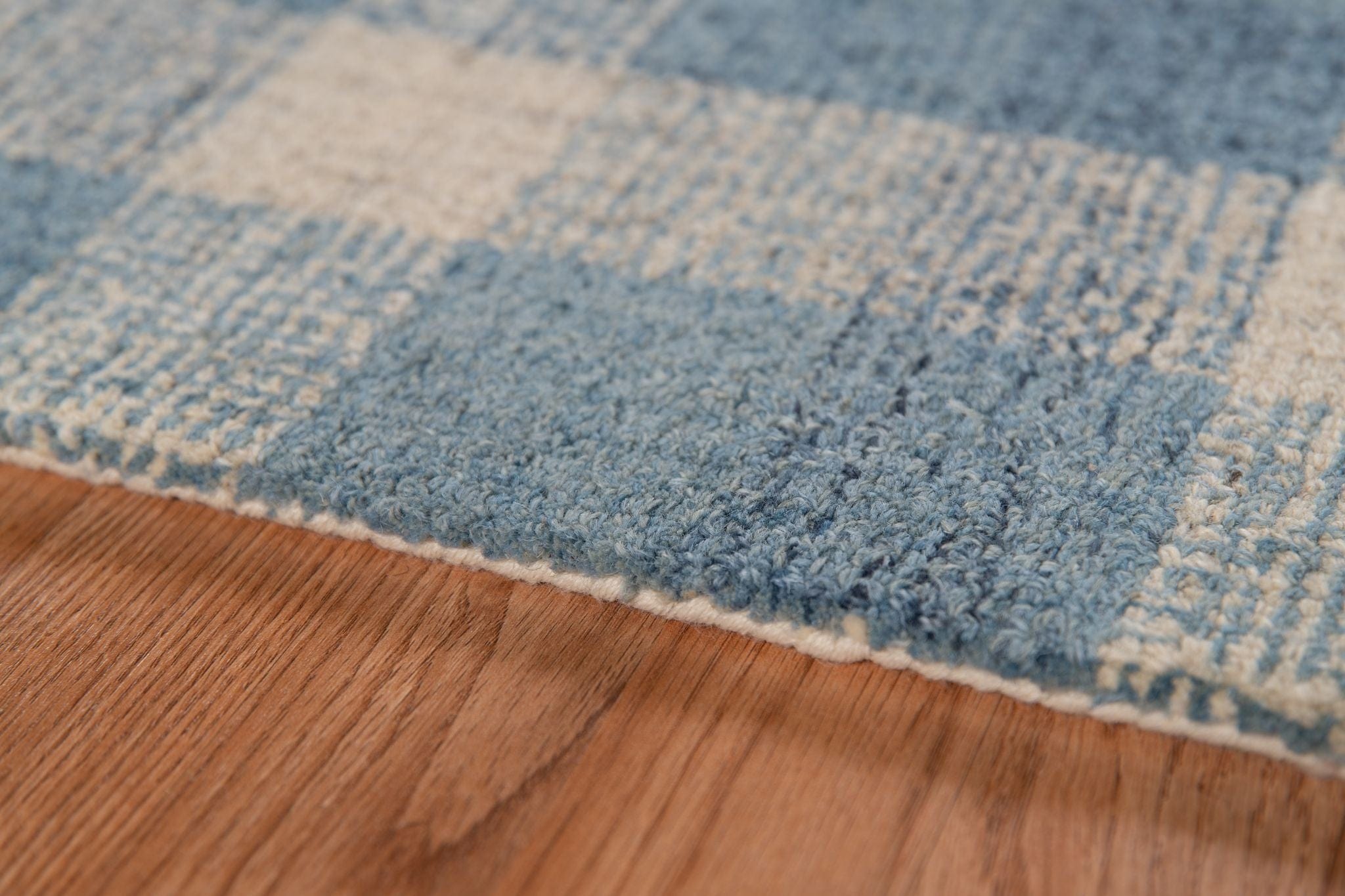 Blue Wool Tartan 8X10 Feet Hand-Tufted Carpet - Rug