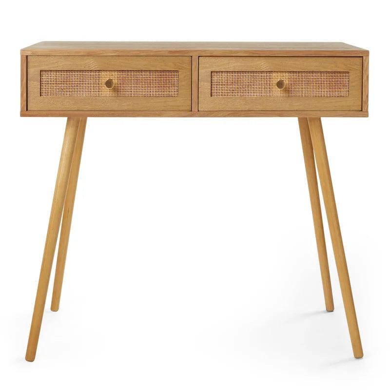 One saimei Vanity Desk, Makeup Table without Mirror, Vanity Dresser with 2 Large Drawers for Bedroom Beige - Ouch Cart