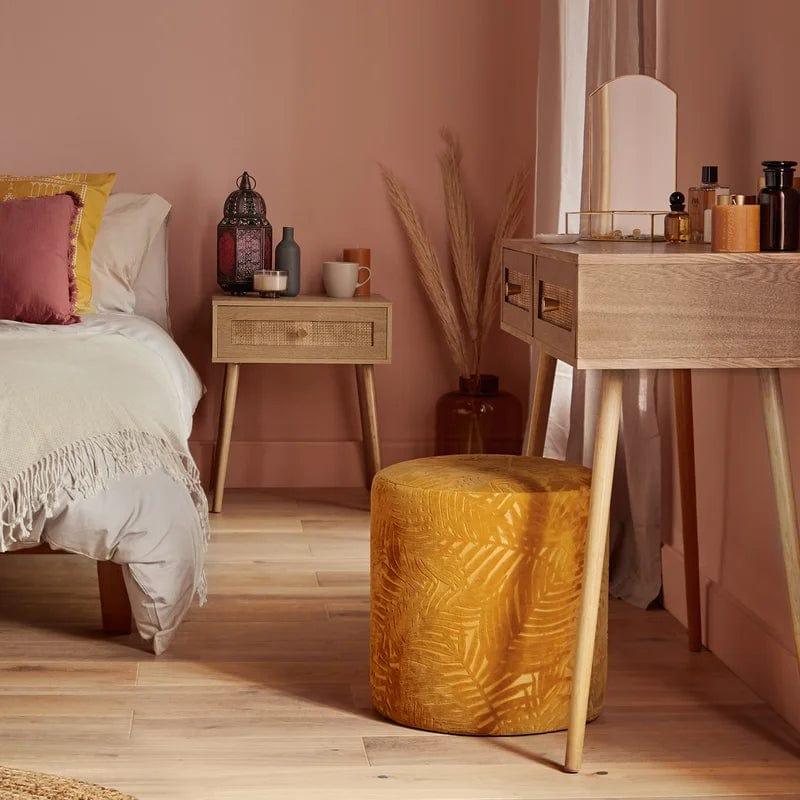 One saimei Vanity Desk, Makeup Table without Mirror, Vanity Dresser with 2 Large Drawers for Bedroom Beige - Ouch Cart