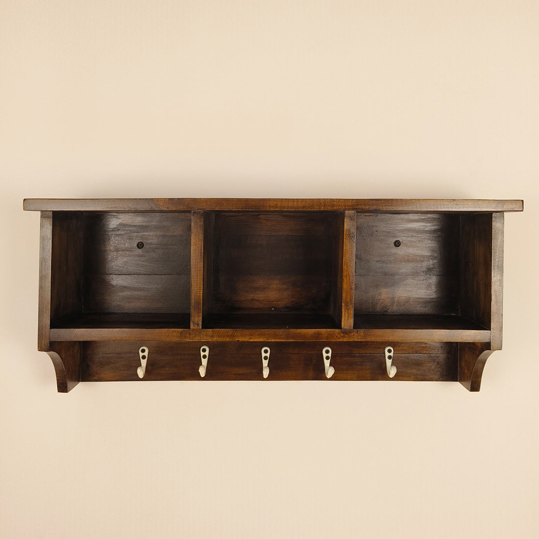 Ambrosia Wooden Wall Shelf Organiser with Key Holders