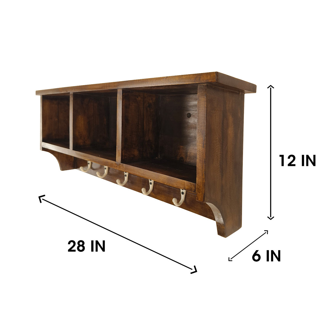 Ambrosia Wooden Wall Shelf Organiser with Key Holders -OUCH CART | Wall hanging