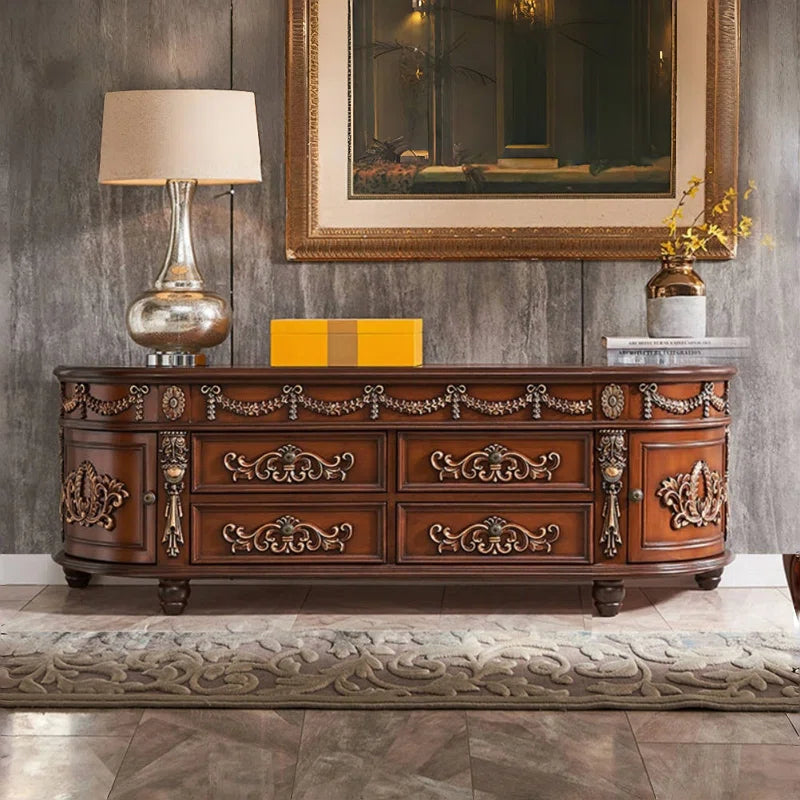 American Style Solid Wood Carved TV Cabinet - OUCHCART | Cabinet