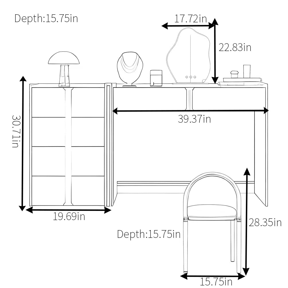 Anagel Dressing Table with Mirror – Modern Makeup Organizer-OUCH CART |Dressing table