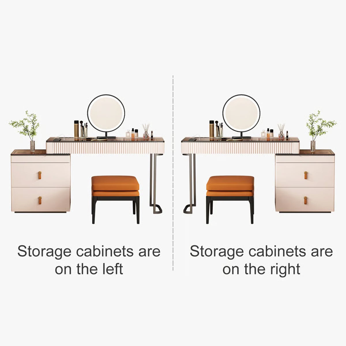 Andraz Modern Corner Makeup Vanity Desk with Glass Top and Integrated Power- OUCH CART | Dressing table