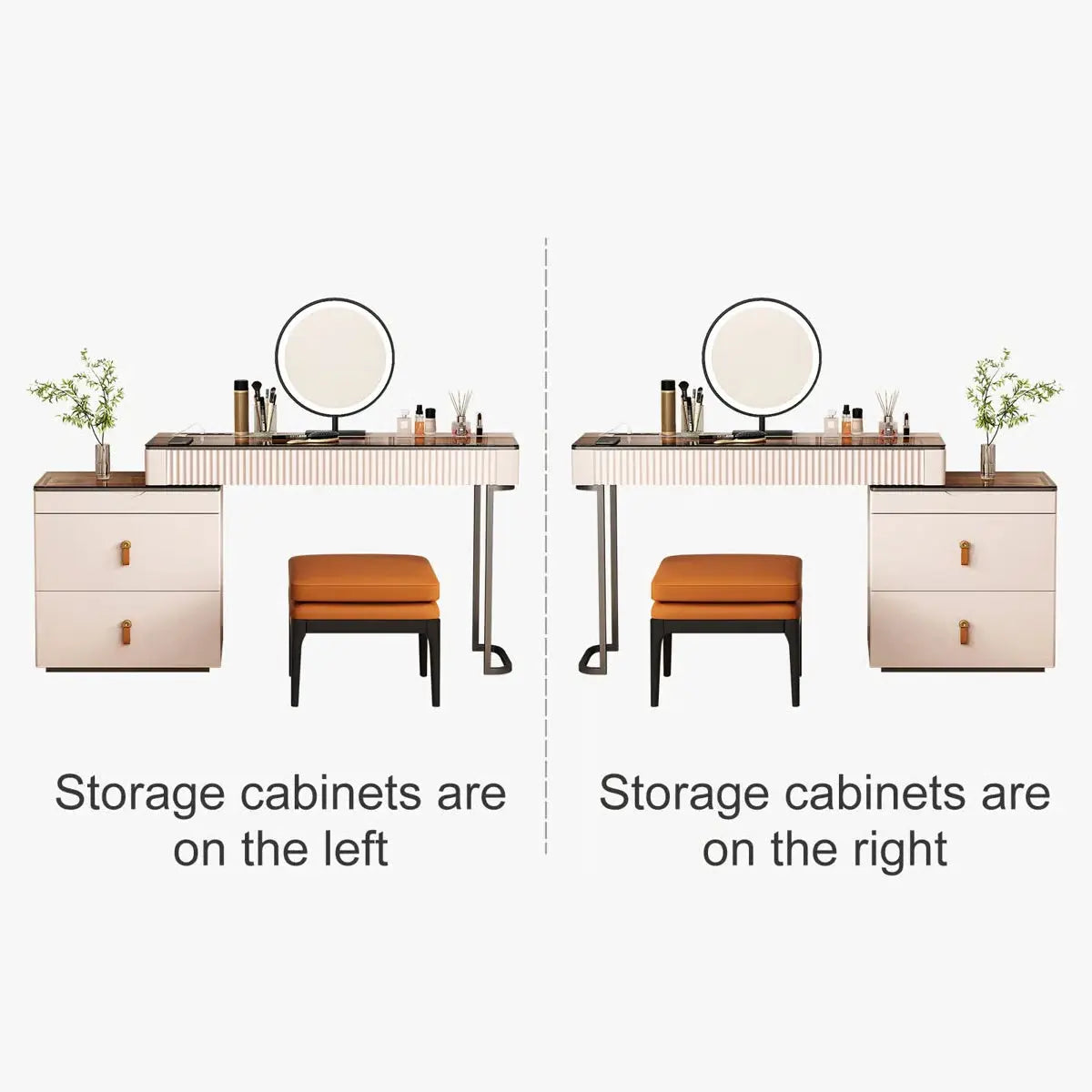 Andraz Modern Corner Makeup Vanity Desk with Glass Top and Integrated Power- OUCH CART | Dressing table