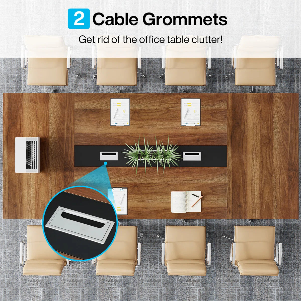 Anoush 94.5'' Rectangle Conference Table Ouch Cart