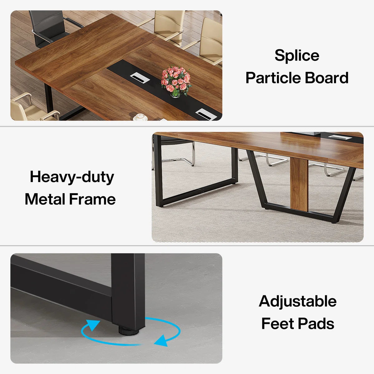 Anoush 94.5'' Rectangle Conference Table Ouch Cart