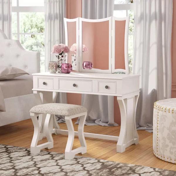 Sobrin terno Vanity dressing table design with stool with mirror - Ouch Cart
