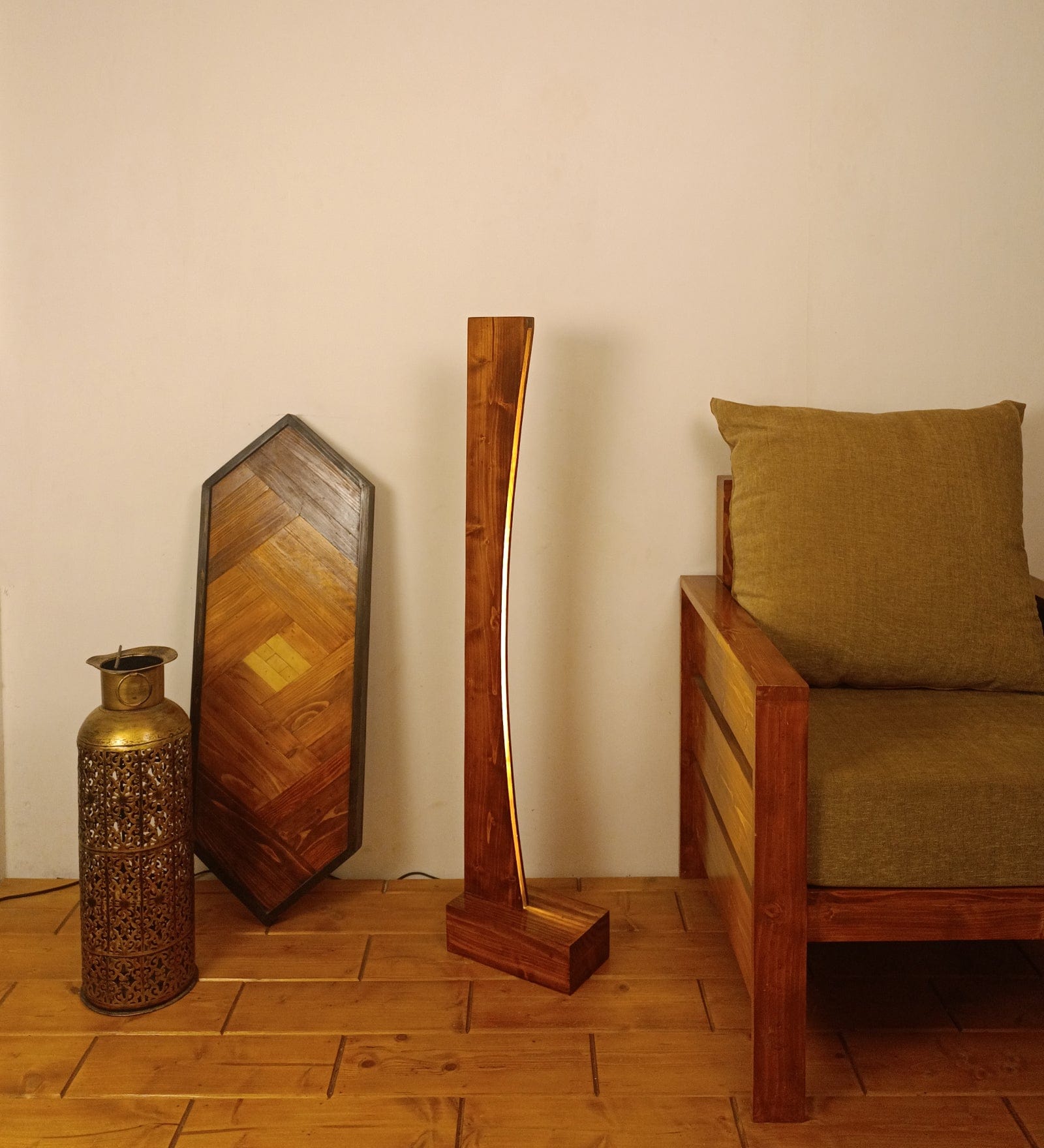 Arc LED Wooden Floor Lamp (BULB NOT INCLUDED)